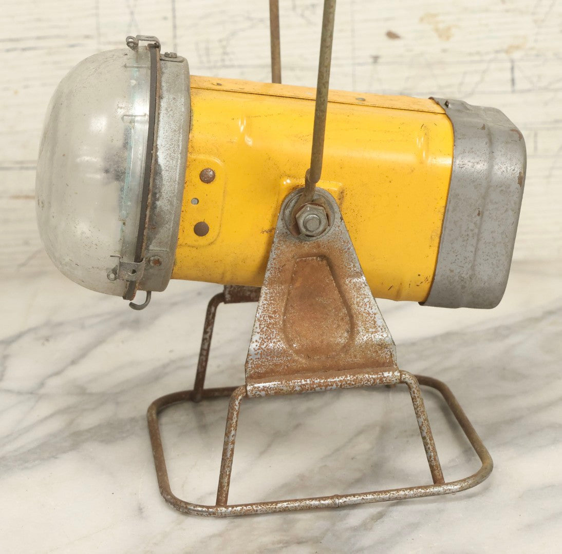 Lot 010 - Vintage Justrite No. 2198 Battery Powered Flashlight With Yellow Metal Body, Justrite Manufacturing Co., Chicago, Illinois, 11" H