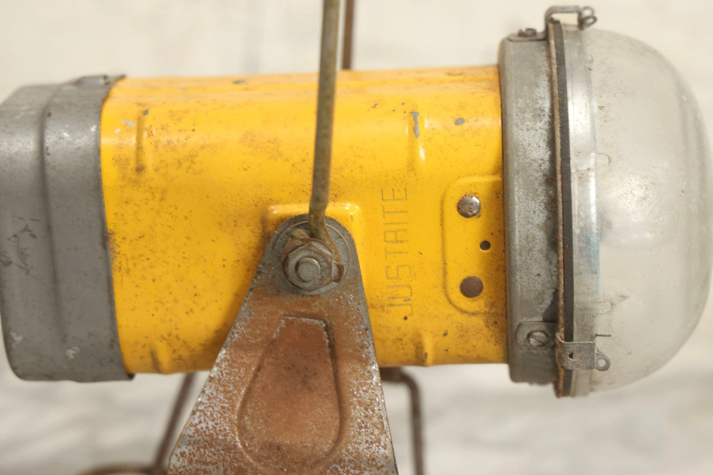 Lot 010 - Vintage Justrite No. 2198 Battery Powered Flashlight With Yellow Metal Body, Justrite Manufacturing Co., Chicago, Illinois, 11" H