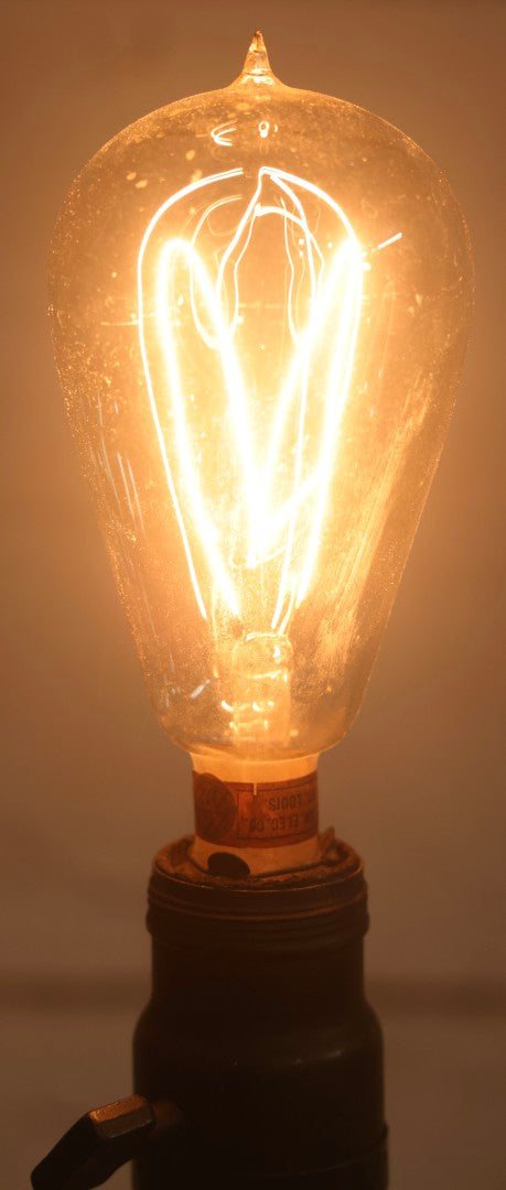 Lot 012 - Grouping Of Seven Antique Edison Style Incandescent Light Bulbs With Mixed Makers Including Bryan Marsh Imperial, Miller Patent 1902, National Mazda General Electric, Red And Clear Examples