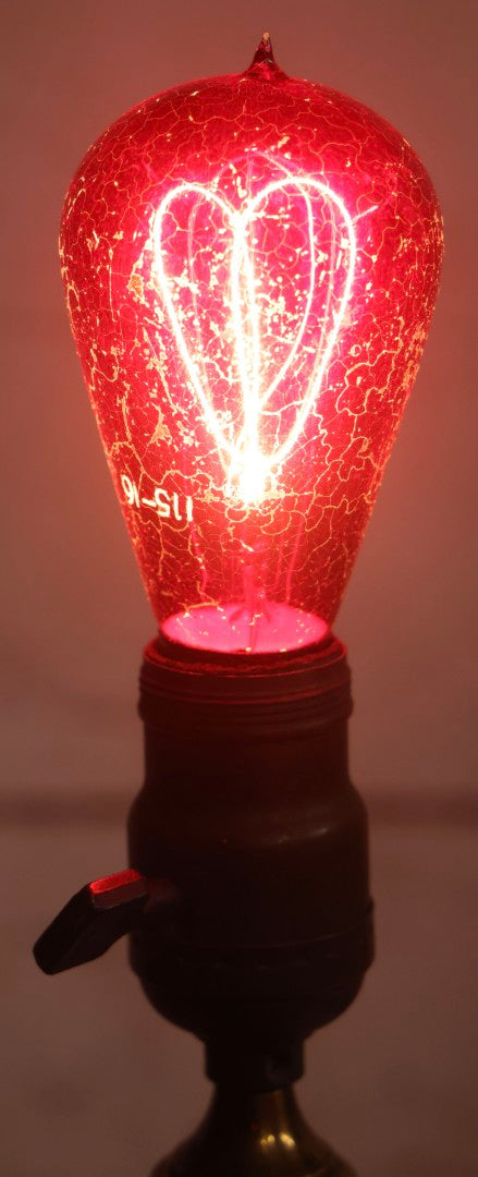 Lot 012 - Grouping Of Seven Antique Edison Style Incandescent Light Bulbs With Mixed Makers Including Bryan Marsh Imperial, Miller Patent 1902, National Mazda General Electric, Red And Clear Examples