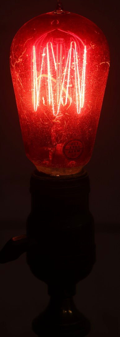 Lot 012 - Grouping Of Seven Antique Edison Style Incandescent Light Bulbs With Mixed Makers Including Bryan Marsh Imperial, Miller Patent 1902, National Mazda General Electric, Red And Clear Examples