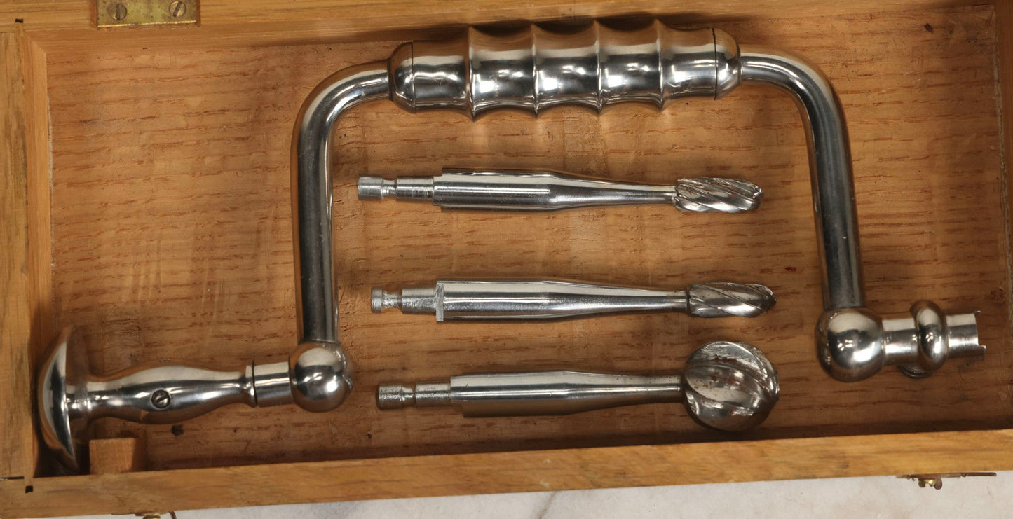 Lot 014 - Vintage Stainless Steel Surgical Hand Drill With Three Bits, Manufactured By V. Mueller & Co., Chicago, Sklar, U.S.A..