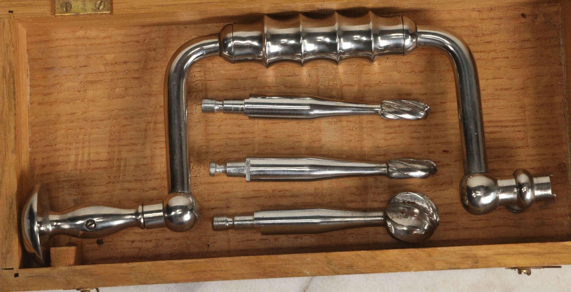 Lot 014 - Vintage Stainless Steel Surgical Hand Drill With Three Bits, Manufactured By V. Mueller & Co., Chicago, Sklar, U.S.A..