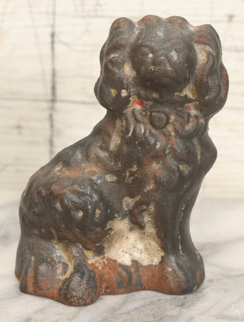 Lot 020 - Antique Cast Iron Charles Spaniel Dog Figural Doorstop With Traces Of Original Paint, 5-1/8" H