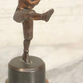 Lot 021 - Vintage Bronze-Toned Metal Football Kicker Trophy Figure, Circa 1940s 6-1/2" H