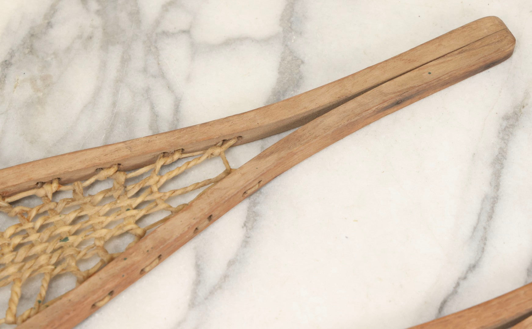 Lot 024 - Vintage Pair Of Children's Wooden Frame Snowshoes With Rawhide Webbing, 31" L Each