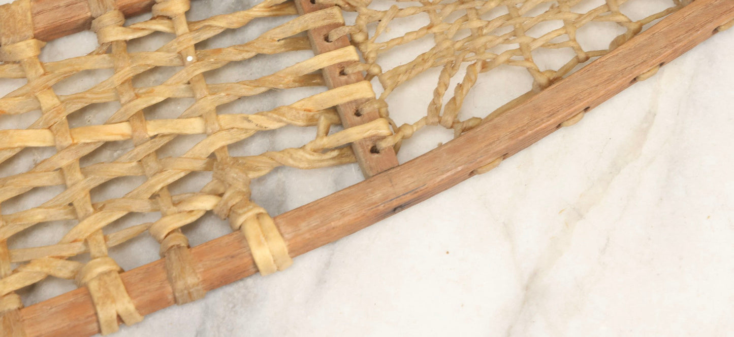 Lot 024 - Vintage Pair Of Children's Wooden Frame Snowshoes With Rawhide Webbing, 31" L Each