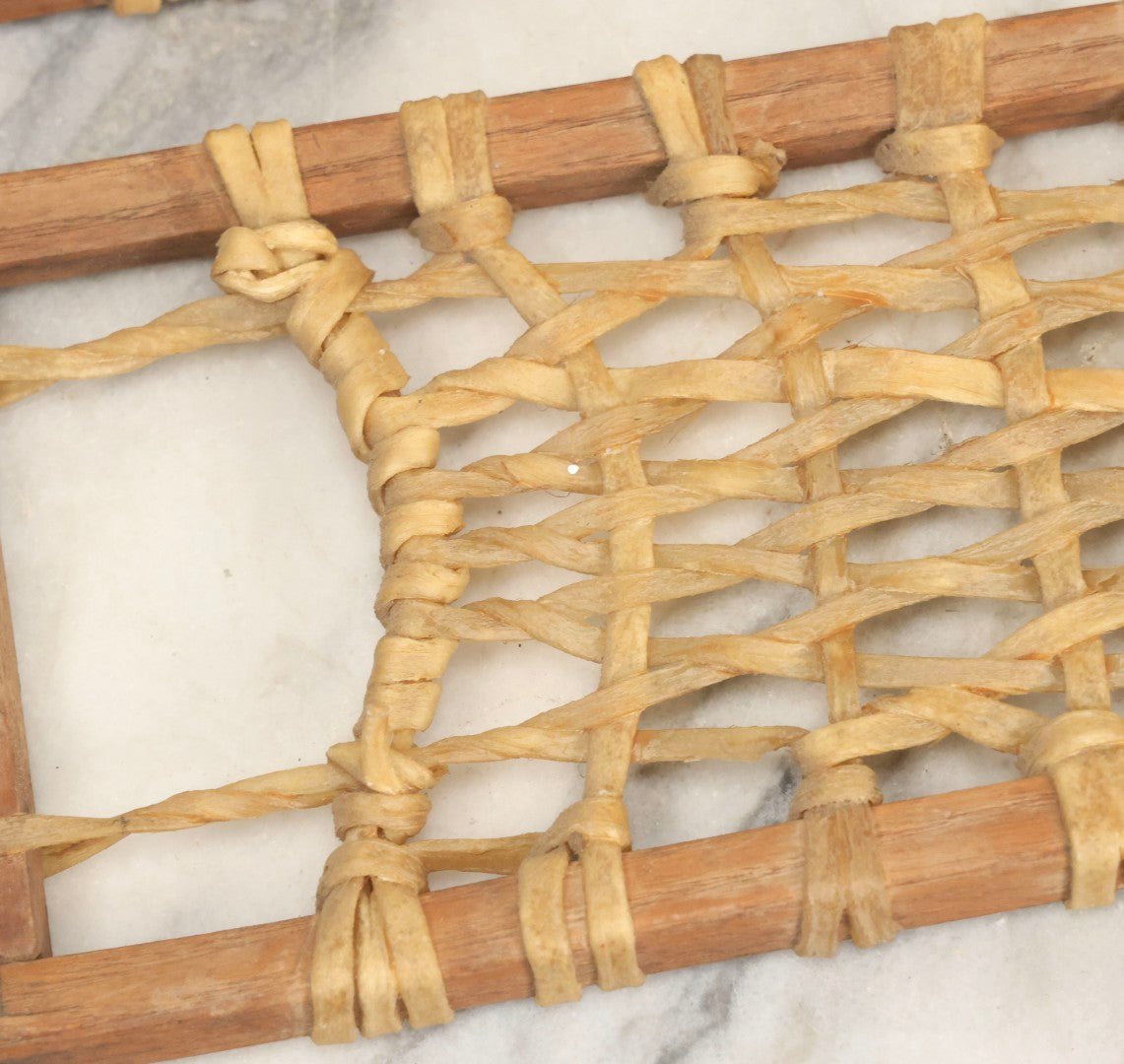Lot 024 - Vintage Pair Of Children's Wooden Frame Snowshoes With Rawhide Webbing, 31" L Each