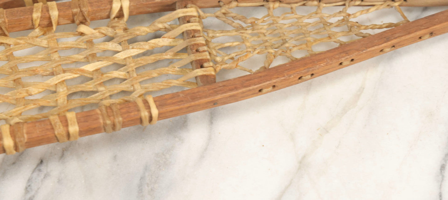 Lot 024 - Vintage Pair Of Children's Wooden Frame Snowshoes With Rawhide Webbing, 31" L Each
