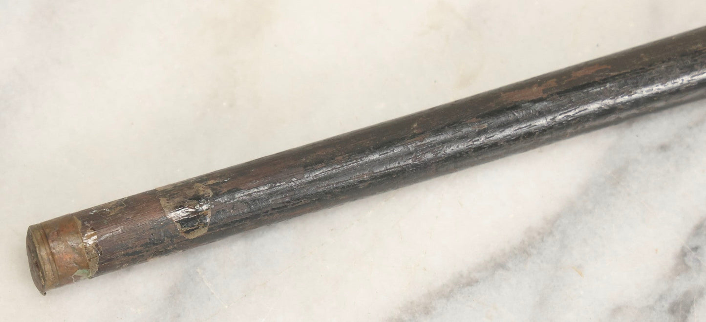 Lot 025 - Antique Black-Stained Wood Cane With Sterling Silver Handle Bearing Lion Passant Hallmark, 34-1/2" L