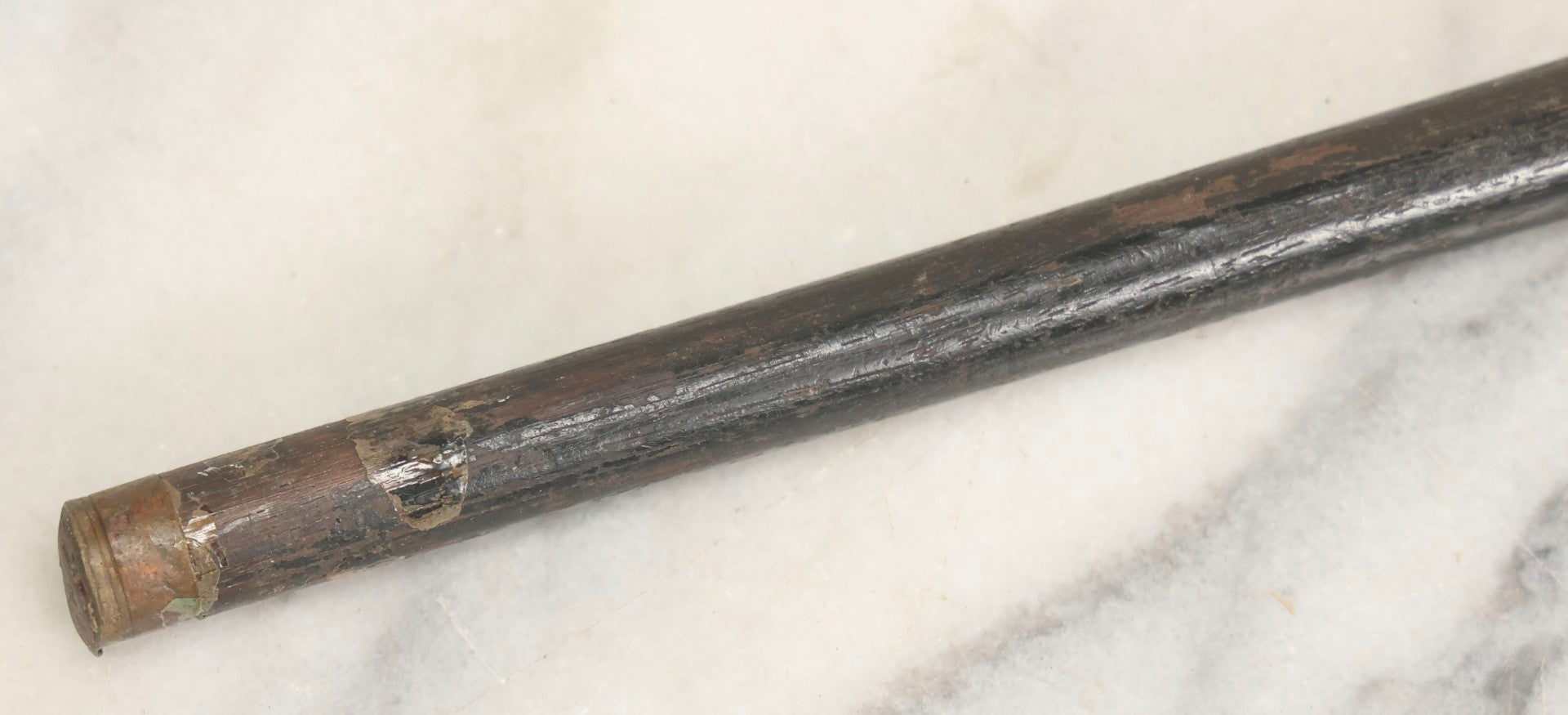 Lot 025 - Antique Black-Stained Wood Cane With Sterling Silver Handle Bearing Lion Passant Hallmark, 34-1/2" L