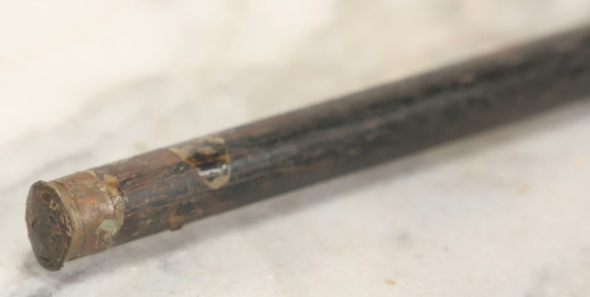 Lot 025 - Antique Black-Stained Wood Cane With Sterling Silver Handle Bearing Lion Passant Hallmark, 34-1/2" L