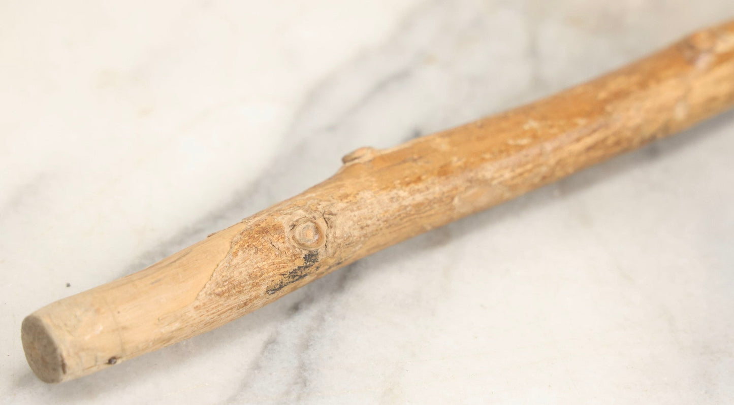 Lot 026 - Antique Branch Form Walking Cane With Silverplate Floral Handle, 34-1/4" L