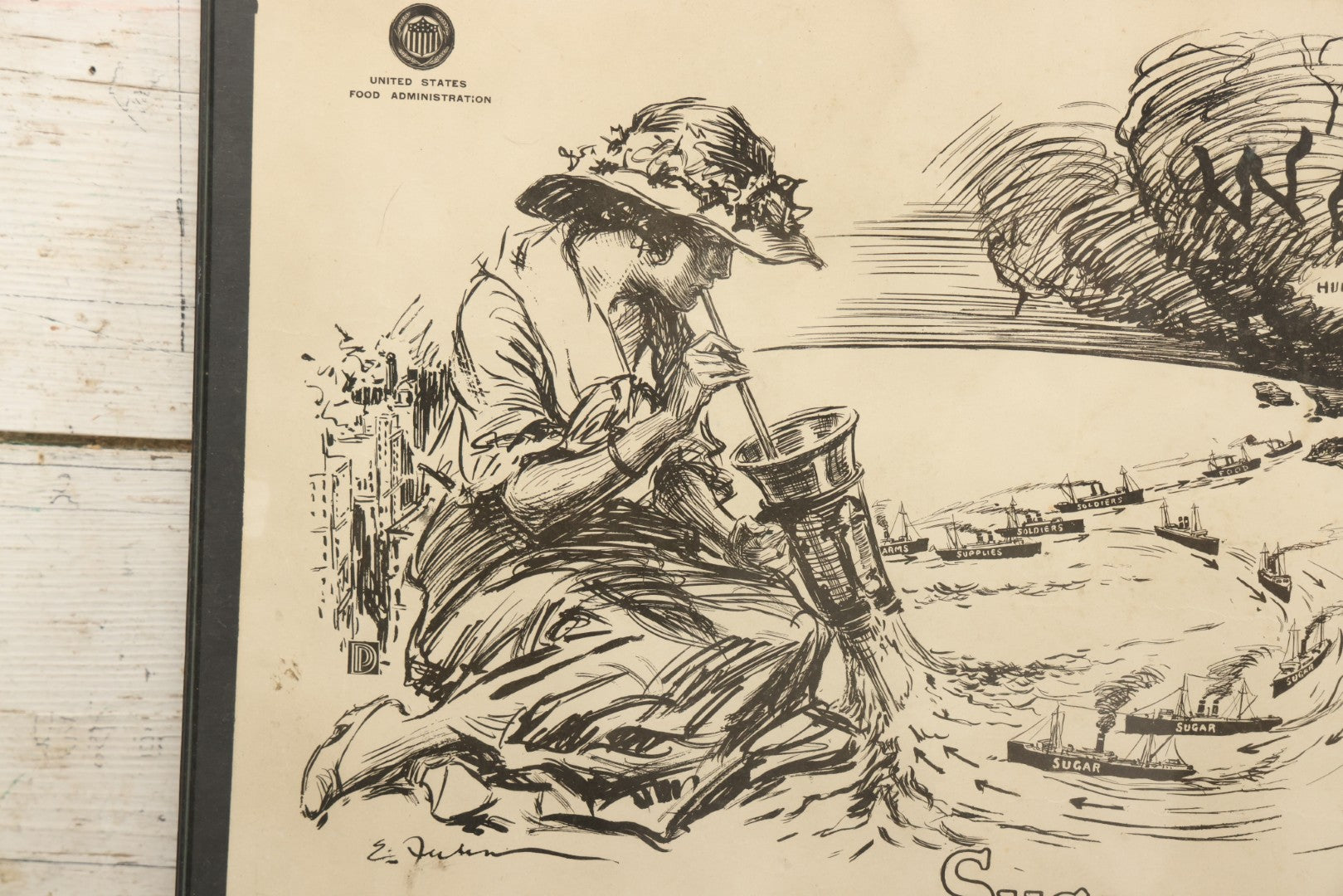 Lot 028 - World War I Era United States Food Administration Propaganda Poster “Sugar Means Ships,” Carey Printing Company, New York, 20-1/4" x 16-1/4"