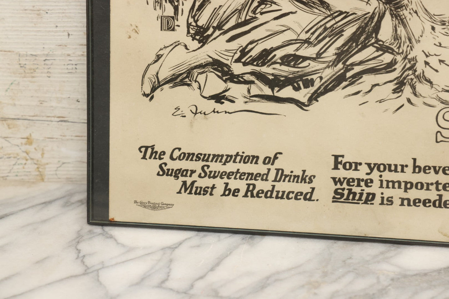 Lot 028 - World War I Era United States Food Administration Propaganda Poster “Sugar Means Ships,” Carey Printing Company, New York, 20-1/4" x 16-1/4"