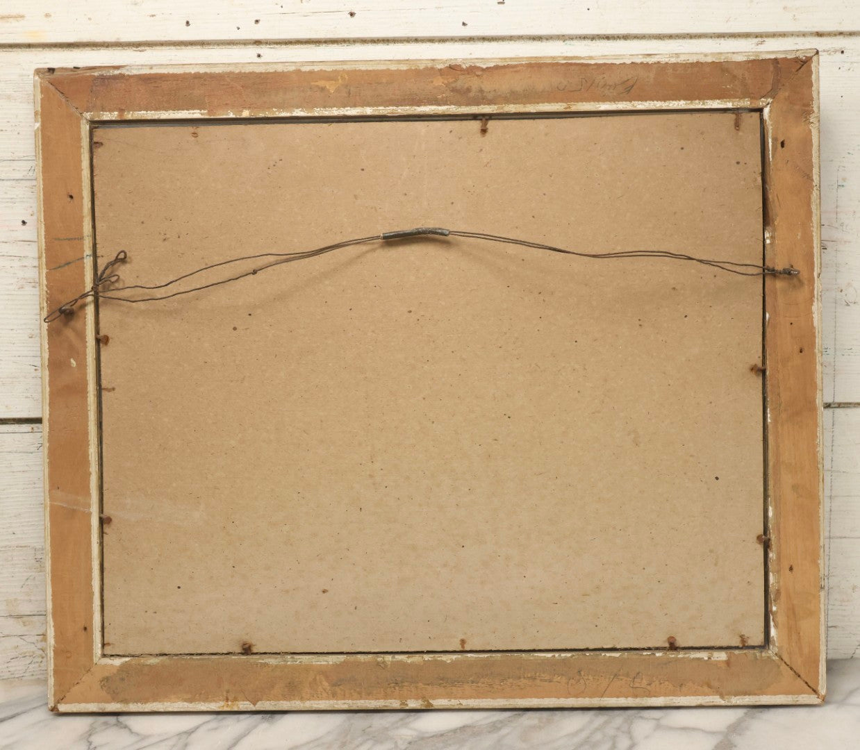 Lot 029 - Antique Ealry 20th Century Romantic Genre Scene Oil On Board, Sailor And Couple At Moonlit Seaside With Naval Officer, In Gilt Frame, 23-3/8" x 19-1/2"