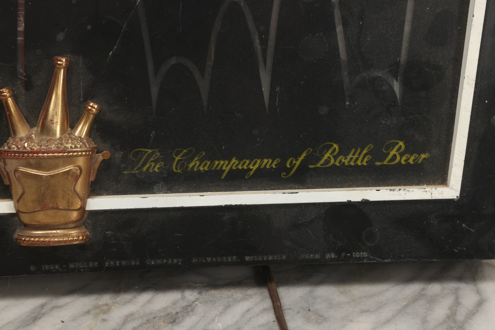 Lot 035 - Vintage Miller High Life Beer Metal And Plastic Light-Up Sign With Black Surround, Circa 1960s