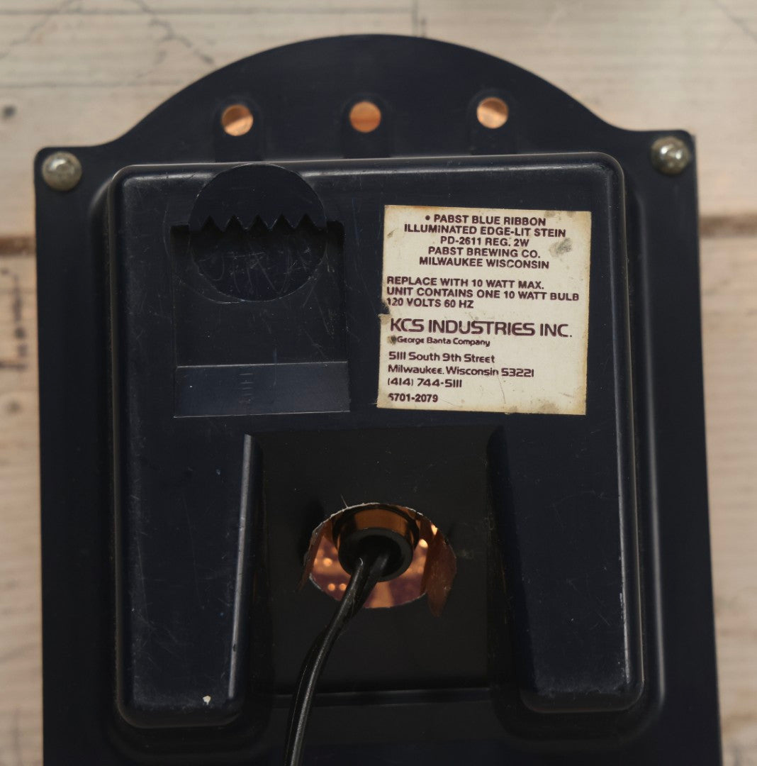 Lot 036 - Vintage Pabst Blue Ribbon Beer Clear Plastic Stein Light-Up Sign, Milwaukee, Wisconsin