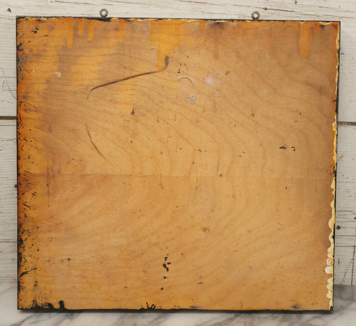 Lot 040 - Vintage Yellow “Leonard Spaulding House c. 1856” Painted Wooden Board Sign, Chelmsford, Massachusetts, 14-7/8" x 13-5/8"