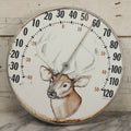 Lot 048 - Vintage "The Original Jumbo Dial" Advertising Thermometer Sign With Deer Illustration, By The Ohio Thermometer Co., U.S.A.., 12" Diameter