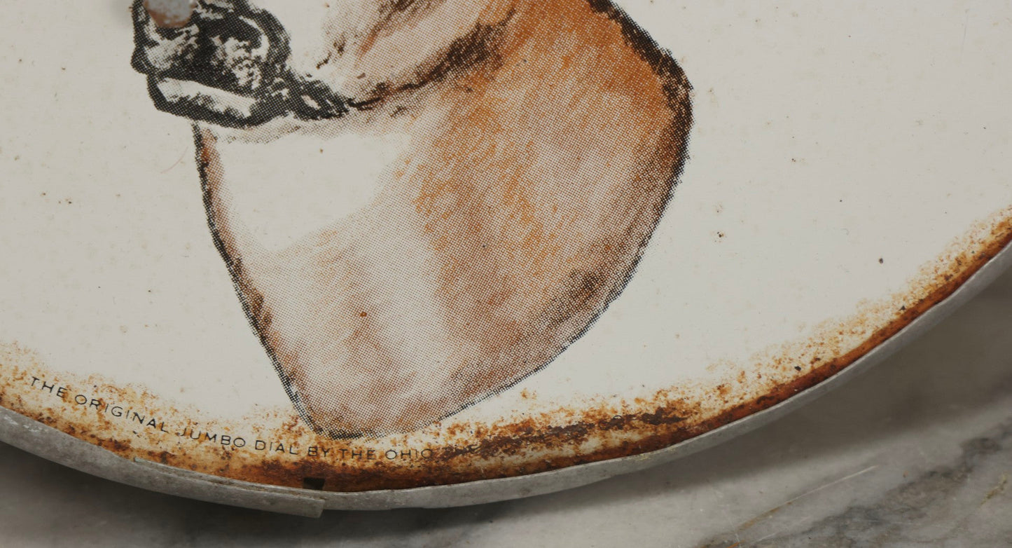 Lot 048 - Vintage "The Original Jumbo Dial" Advertising Thermometer Sign With Deer Illustration, By The Ohio Thermometer Co., U.S.A.., 12" Diameter