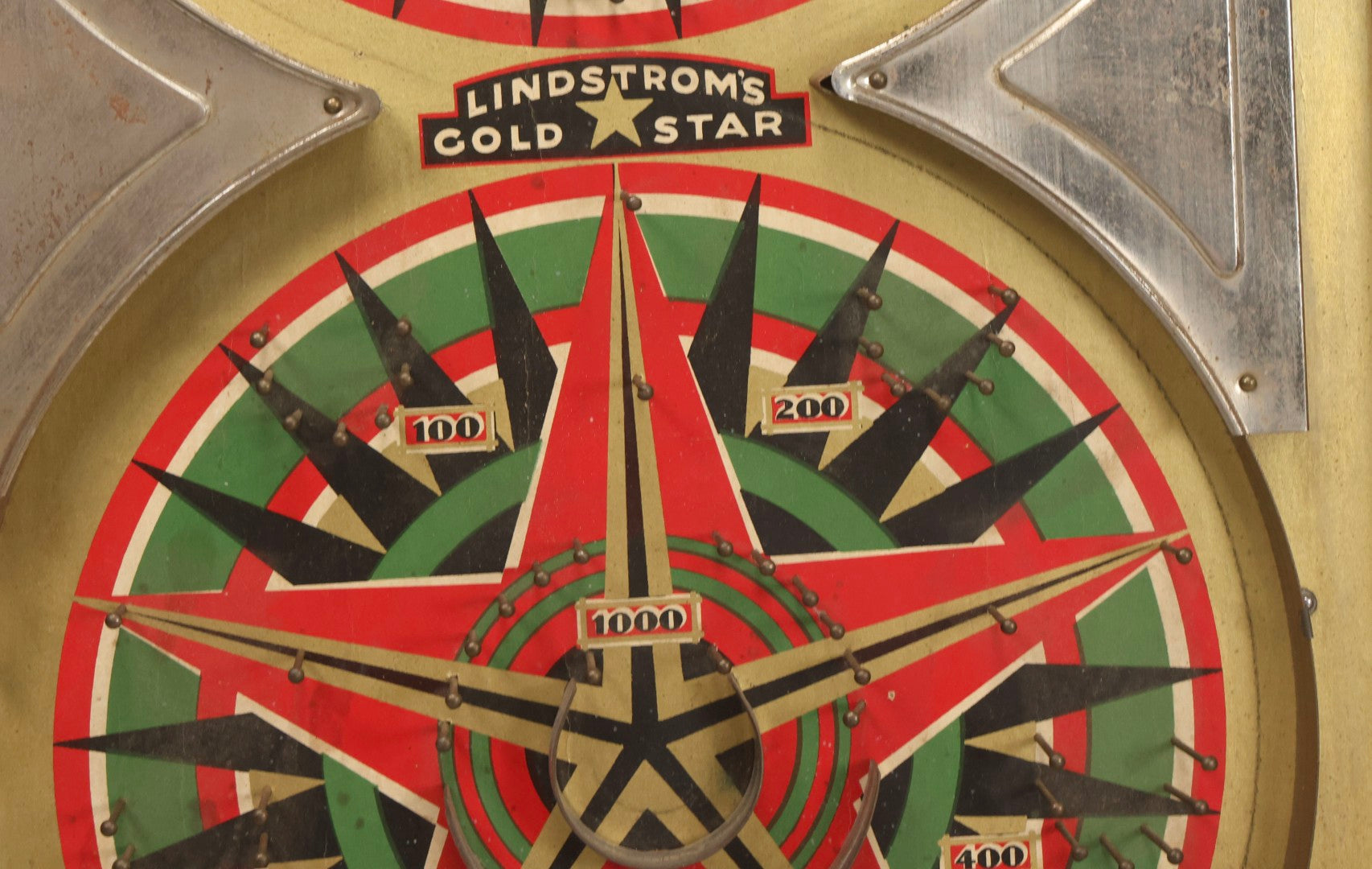 Lot 050 - Vintage "Lindstrom's Gold Star Game" Tabletop Marble Pinball Game, Manufactured By Lindstrom Tool & Toy Co., Bridgeport, Connecticut, 1933, 14-1/4" x 24"