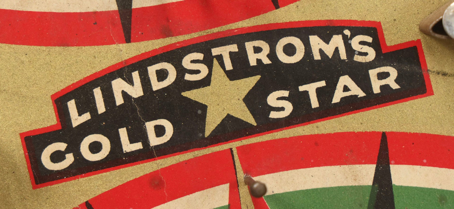 Lot 050 - Vintage "Lindstrom's Gold Star Game" Tabletop Marble Pinball Game, Manufactured By Lindstrom Tool & Toy Co., Bridgeport, Connecticut, 1933, 14-1/4" x 24"