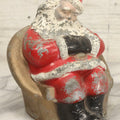 Lot 051 - Vintage Painted Pot Metal Sleeping Santa Claus Christmas Still Coin Bank Advertising Manhattan Savings Bank, New York, New York, 6-1/4" H