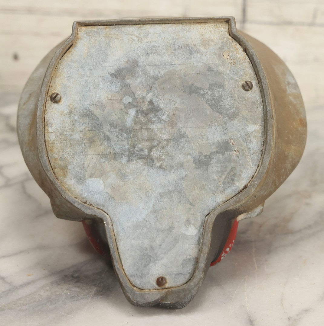 Lot 051 - Vintage Painted Pot Metal Sleeping Santa Claus Christmas Still Coin Bank Advertising Manhattan Savings Bank, New York, New York, 6-1/4" H