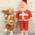 Lot 052 - Pair Of Vintage Plastic Santa Claus Christmas Dolls With Fabric Clothing, Circa 1960s 14-1/2" H And 10-1/2" H