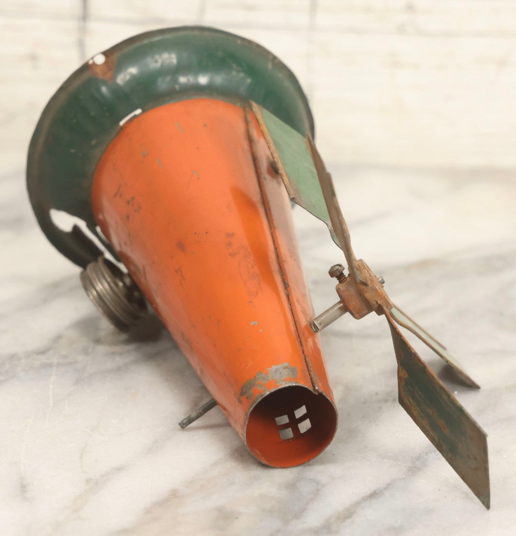 Lot 057 - Vintage Weeden No. 80 Steam Engine Windmill Toy With Orange And Green Paint, Incomplete, 6-1/2" H