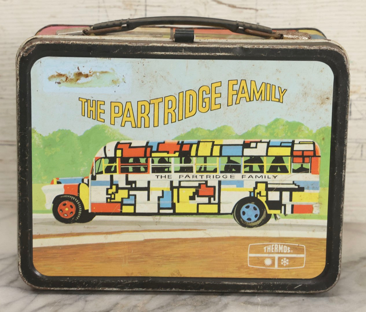Lot 058 - Vintage Partridge Family Tin Lithographed Lunchbox, Manufactured By Thermos Division Of King-Seeley Thermos Co., Copyright Columbia Pictures Industries, Inc., 1971