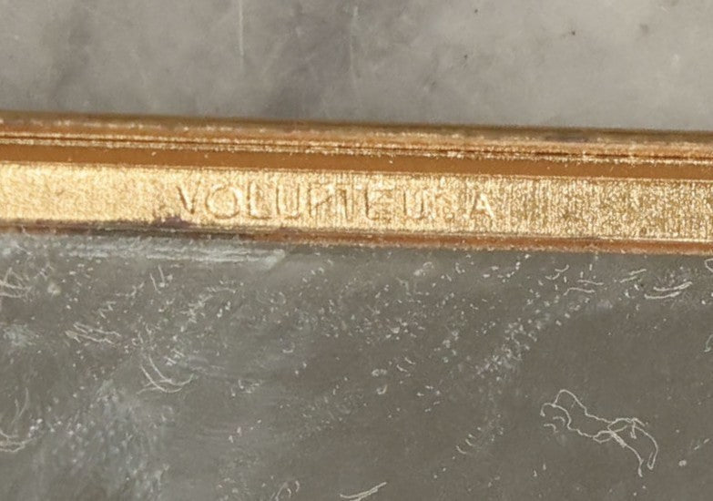 Lot 059 - Vintage Volupte Brass Makeup Compact With Pull-Out Lipstick Holder And Wind Up Musical Box, Made In U.S.A..