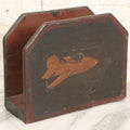 Lot 060 - Vintage Folk Art Child-Made Wooden Napkin Holder With Hand-Painted Airplane Scene