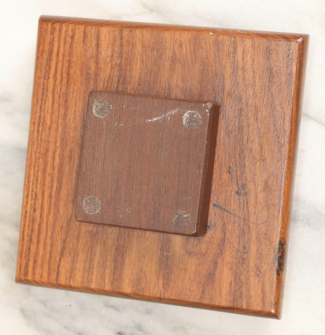 Lot 061 - Vintage Midcentury Walnut Wooden Flower Frog Vase With Metal Pin Insert