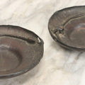 Lot 062 - Pair Of Vintage Reproduction Bronze Lotus And Frog Tea Saucers After Honma Takusai, 4-1/2" Diameter Each