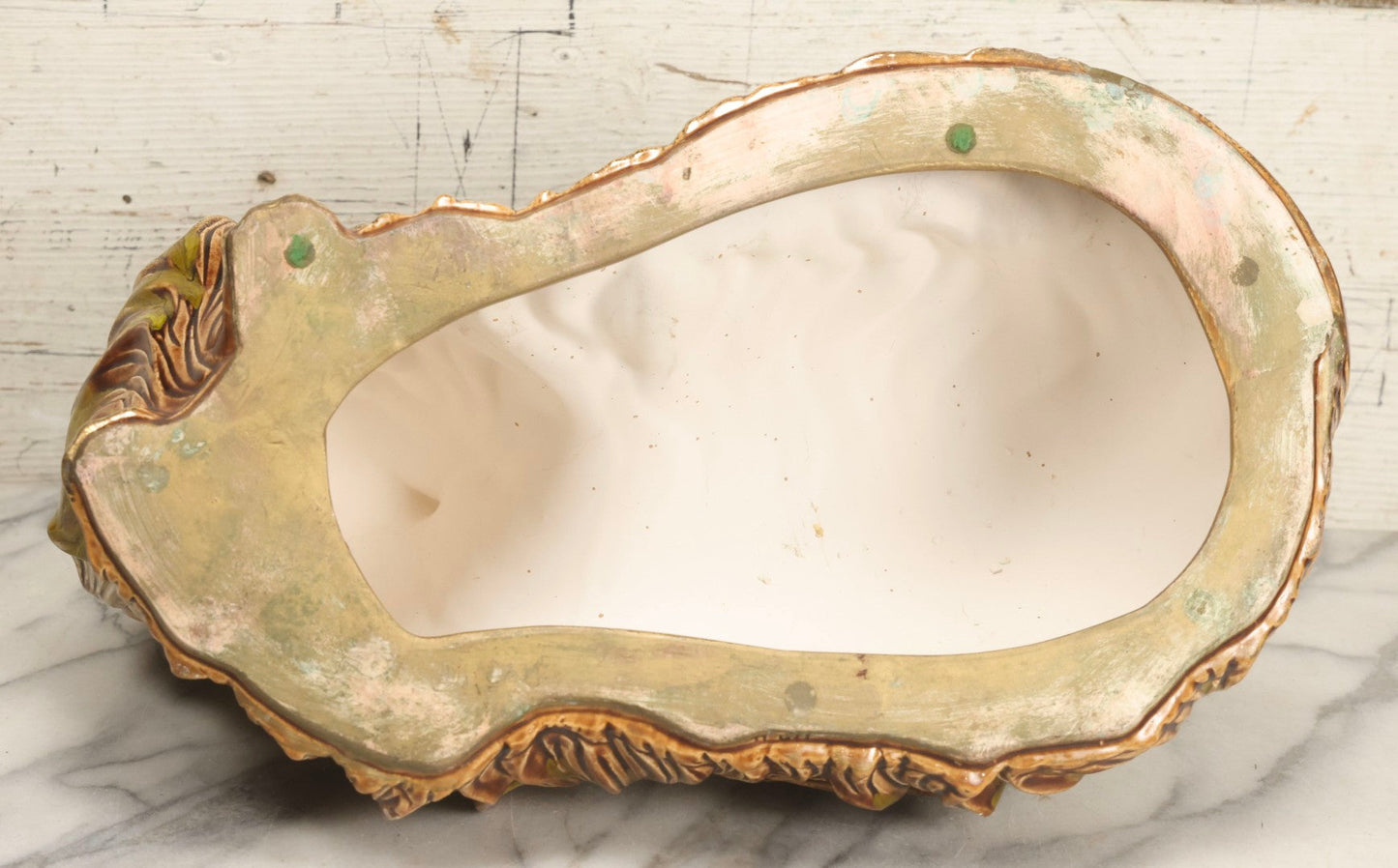 Lot 064 - Vintage Midcentury Ceramic Long-Haired Cat Figurine With Mottled Green Glaze