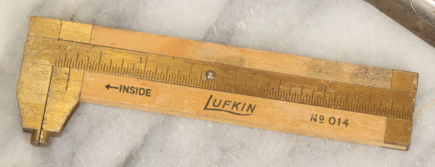 Lot 067 - Grouping Of Eleven Vintage Metal Smalls Including Compass, Wick Trimmer, Measuring Tools, Advertising Opener, Jewelry, Padlock, Tin Toy Bank, And Miniatures