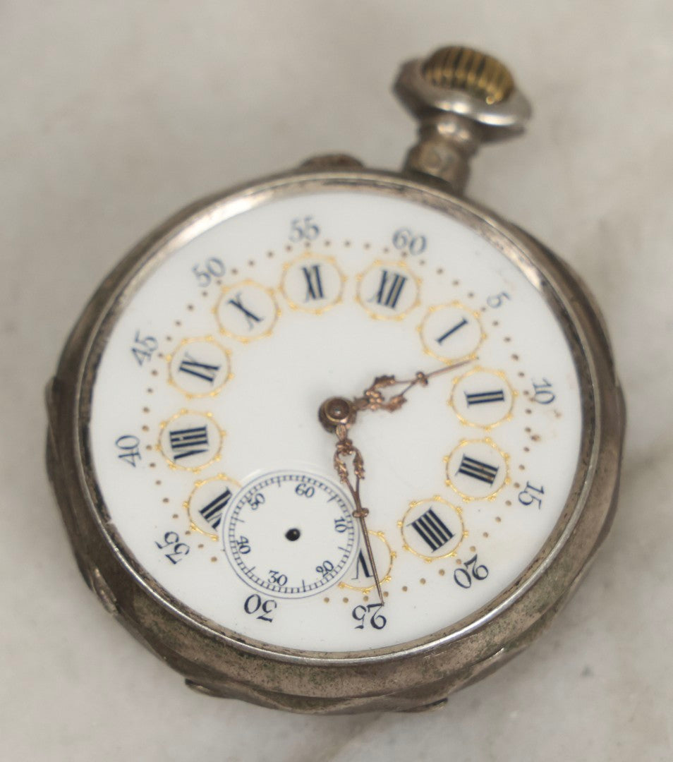 Lot 074 - Grouping Of Five Antique And Vintage Pocket Watches Including Two Monogrammed Examples With Tested Silver Content