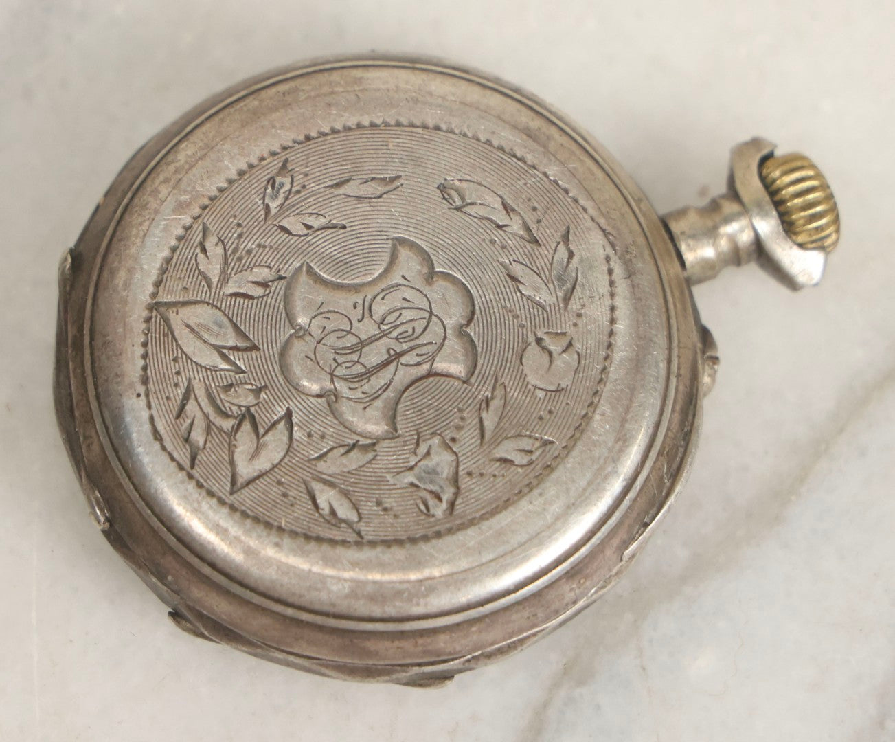 Lot 074 - Grouping Of Five Antique And Vintage Pocket Watches Including Two Monogrammed Examples With Tested Silver Content