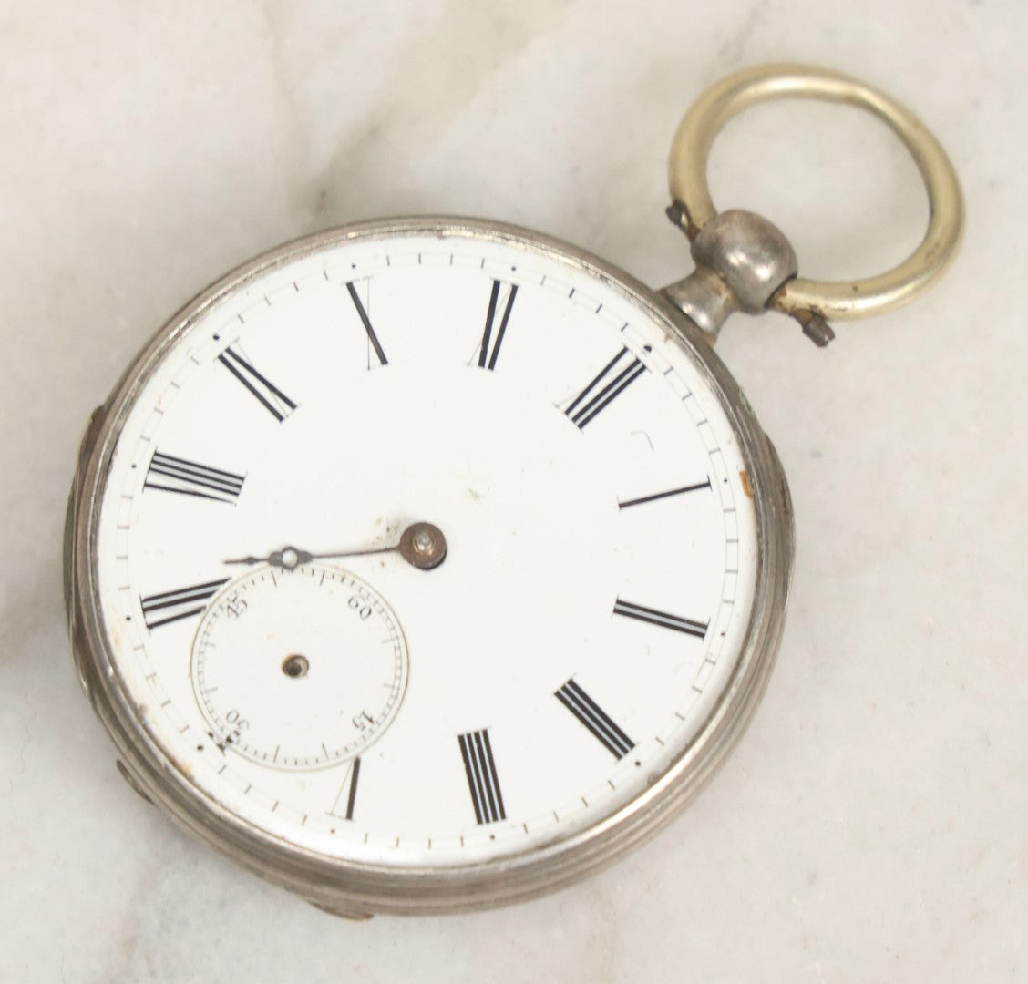 Lot 074 - Grouping Of Five Antique And Vintage Pocket Watches Including Two Monogrammed Examples With Tested Silver Content