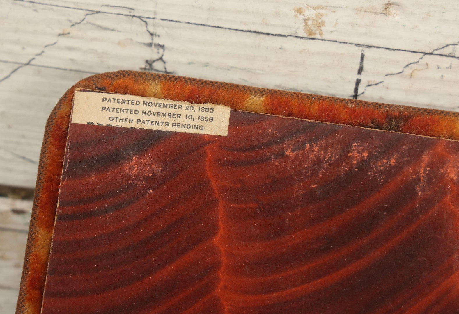 Lot 081 - Antique Cabinet Card And Carte De Visite C.D.V. Photograph Album With 38 Photographs, Brass Pressed Metal Ornaments, Display Stand, Orange And Brown Patterned Crushed Velvet Covers