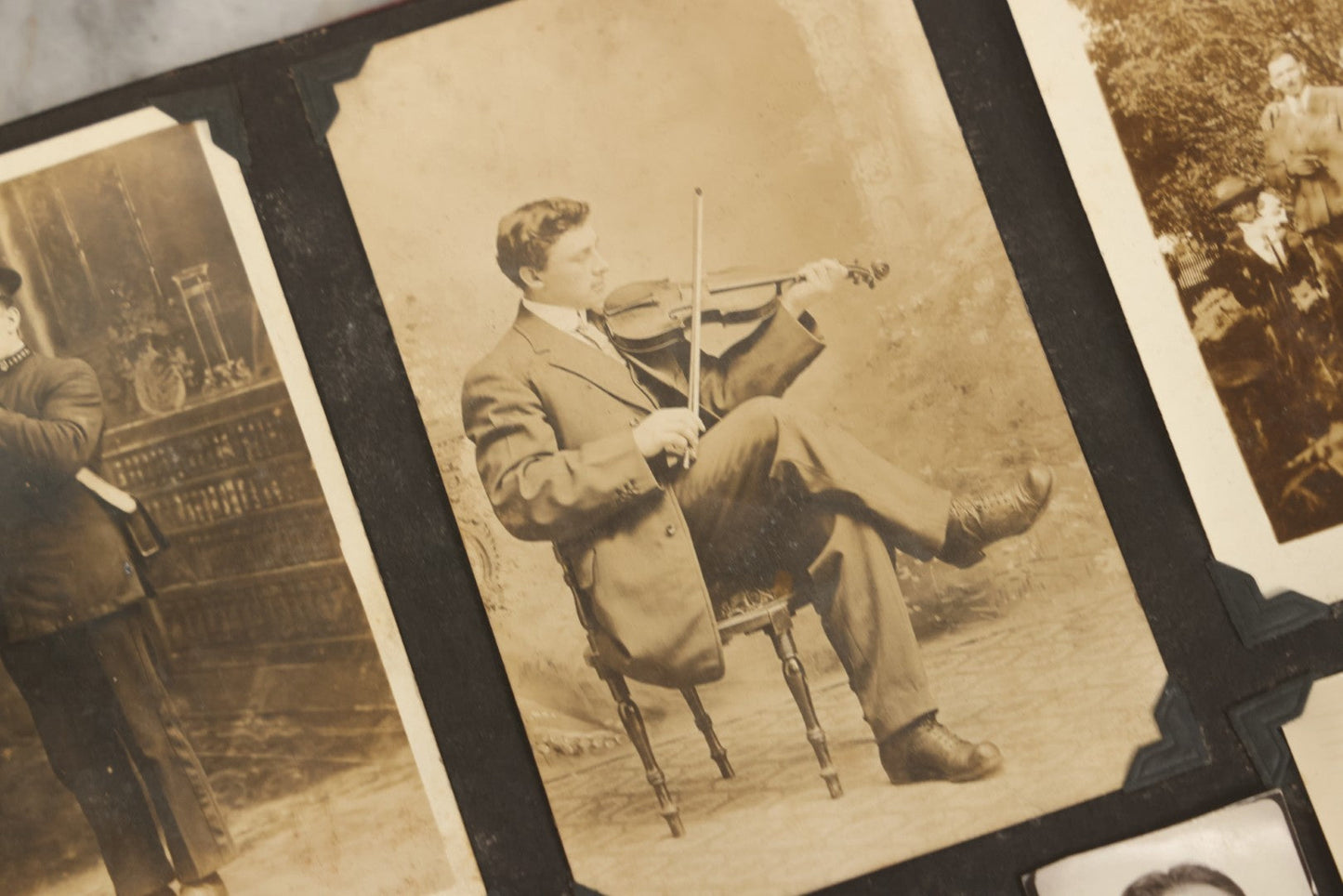 Lot 083 - Vintage Photo Album With Snapshot Photographs From 1920s To 1940s 130+ Photos Including Antique Nurse Real Photo Postcard, WWII Serviceman's Military Service And Family Life, Musicians, Trip To Nyc With Statue Of Liberty