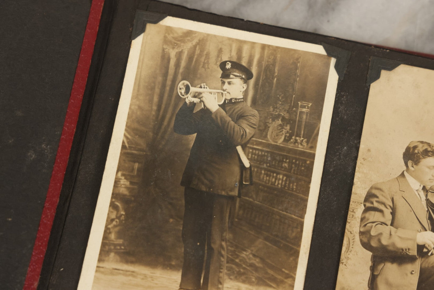 Lot 083 - Vintage Photo Album With Snapshot Photographs From 1920s To 1940s 130+ Photos Including Antique Nurse Real Photo Postcard, WWII Serviceman's Military Service And Family Life, Musicians, Trip To Nyc With Statue Of Liberty