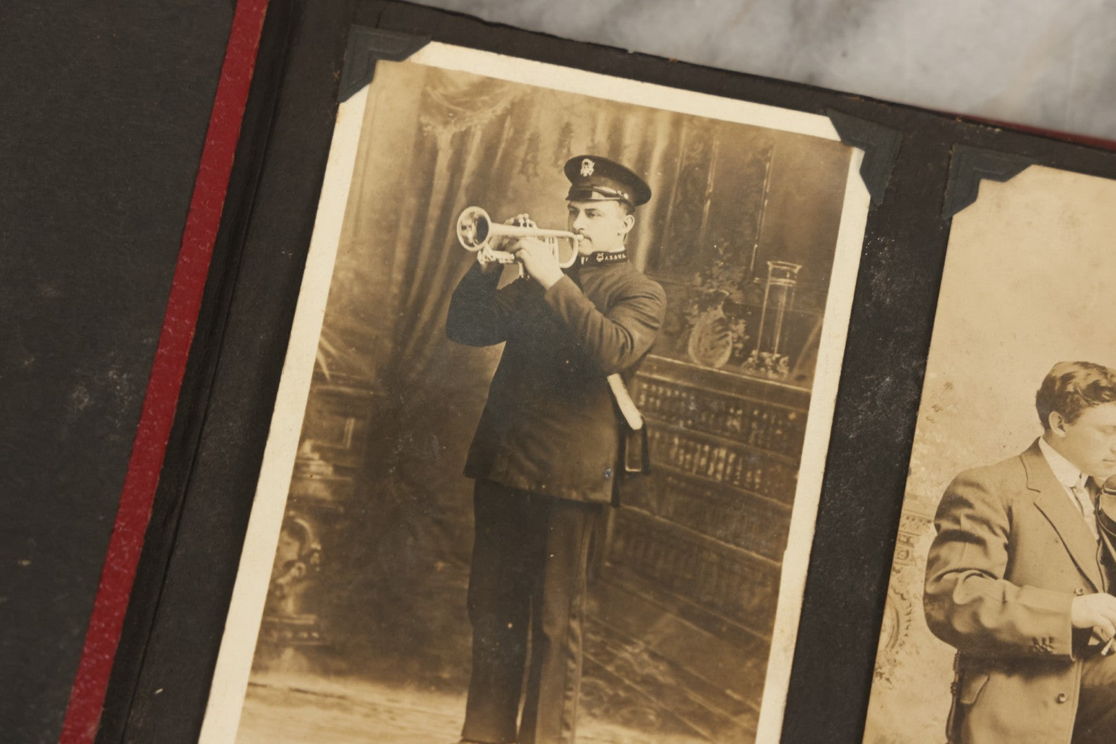 Lot 083 - Vintage Photo Album With Snapshot Photographs From 1920s To 1940s 130+ Photos Including Antique Nurse Real Photo Postcard, WWII Serviceman's Military Service And Family Life, Musicians, Trip To Nyc With Statue Of Liberty