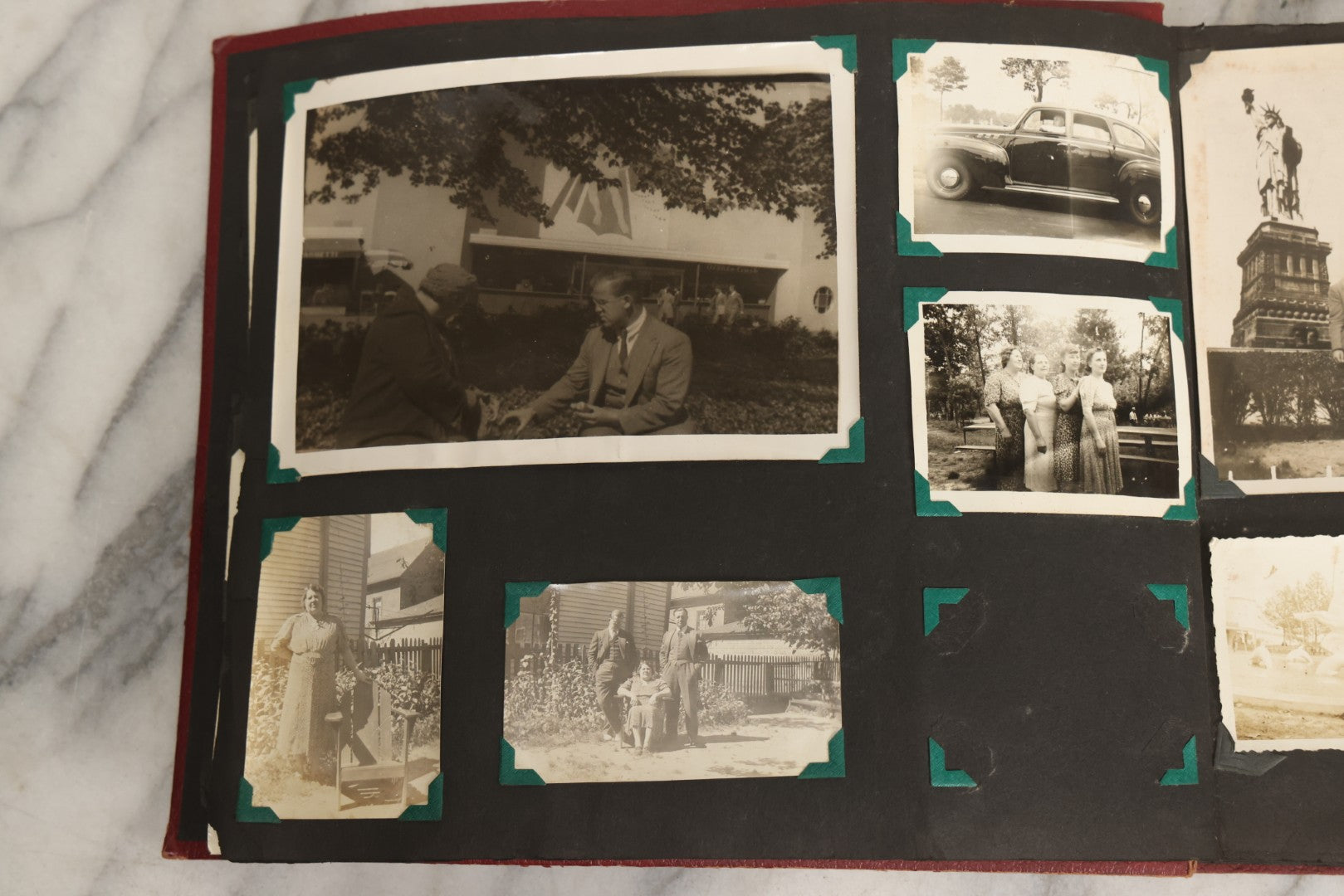 Lot 083 - Vintage Photo Album With Snapshot Photographs From 1920s To 1940s 130+ Photos Including Antique Nurse Real Photo Postcard, WWII Serviceman's Military Service And Family Life, Musicians, Trip To Nyc With Statue Of Liberty