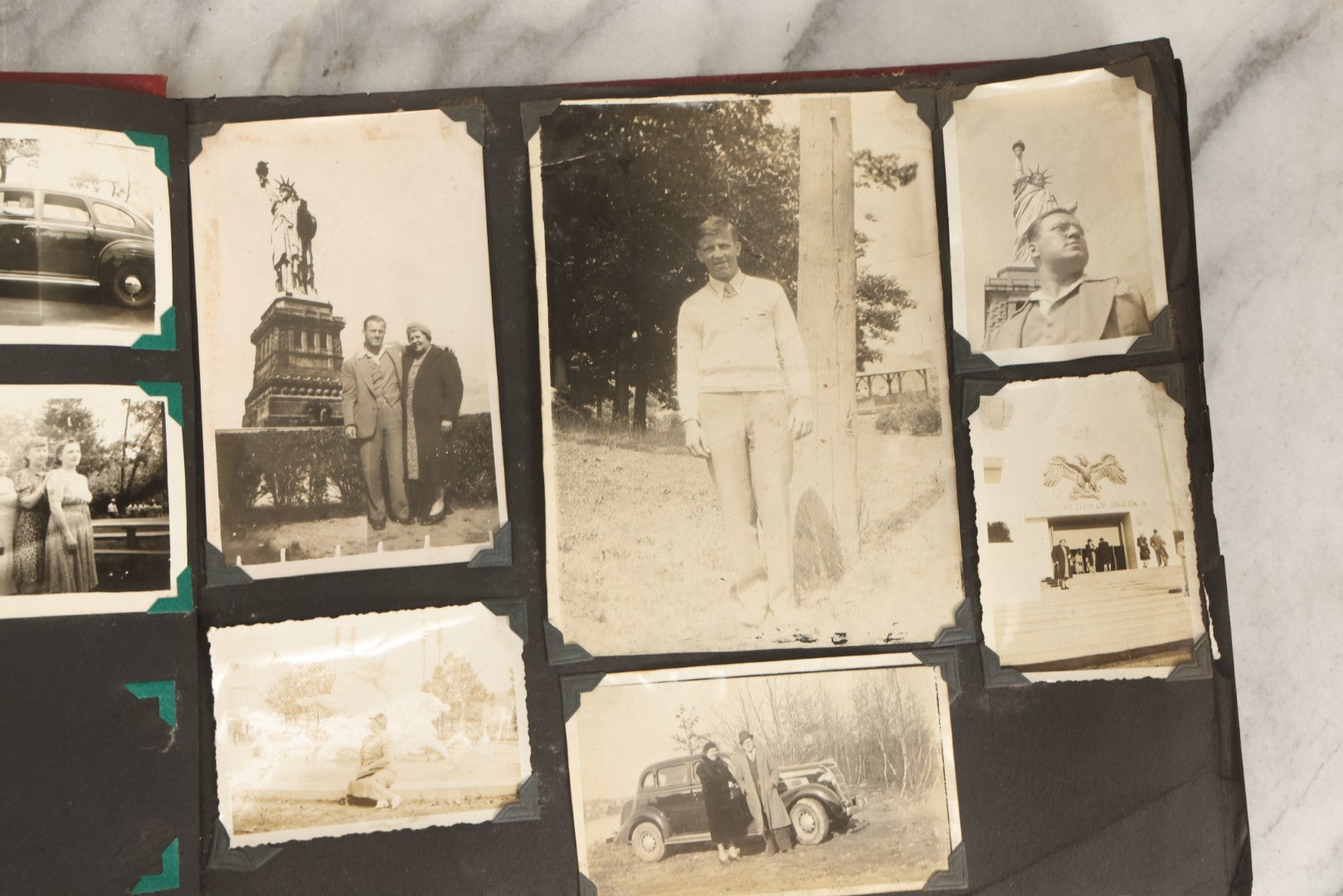 Lot 083 - Vintage Photo Album With Snapshot Photographs From 1920s To 1940s 130+ Photos Including Antique Nurse Real Photo Postcard, WWII Serviceman's Military Service And Family Life, Musicians, Trip To Nyc With Statue Of Liberty