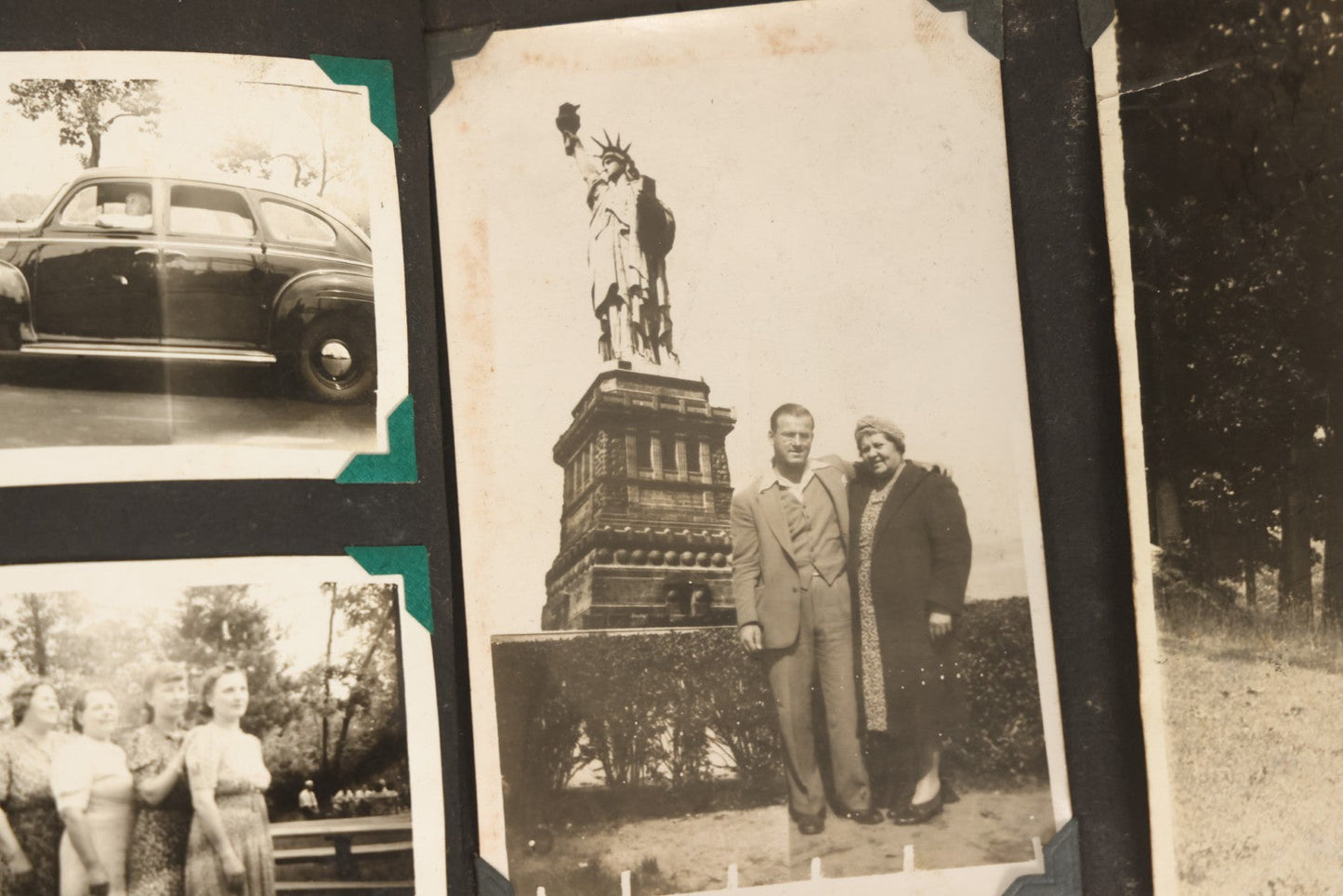 Lot 083 - Vintage Photo Album With Snapshot Photographs From 1920s To 1940s 130+ Photos Including Antique Nurse Real Photo Postcard, WWII Serviceman's Military Service And Family Life, Musicians, Trip To Nyc With Statue Of Liberty