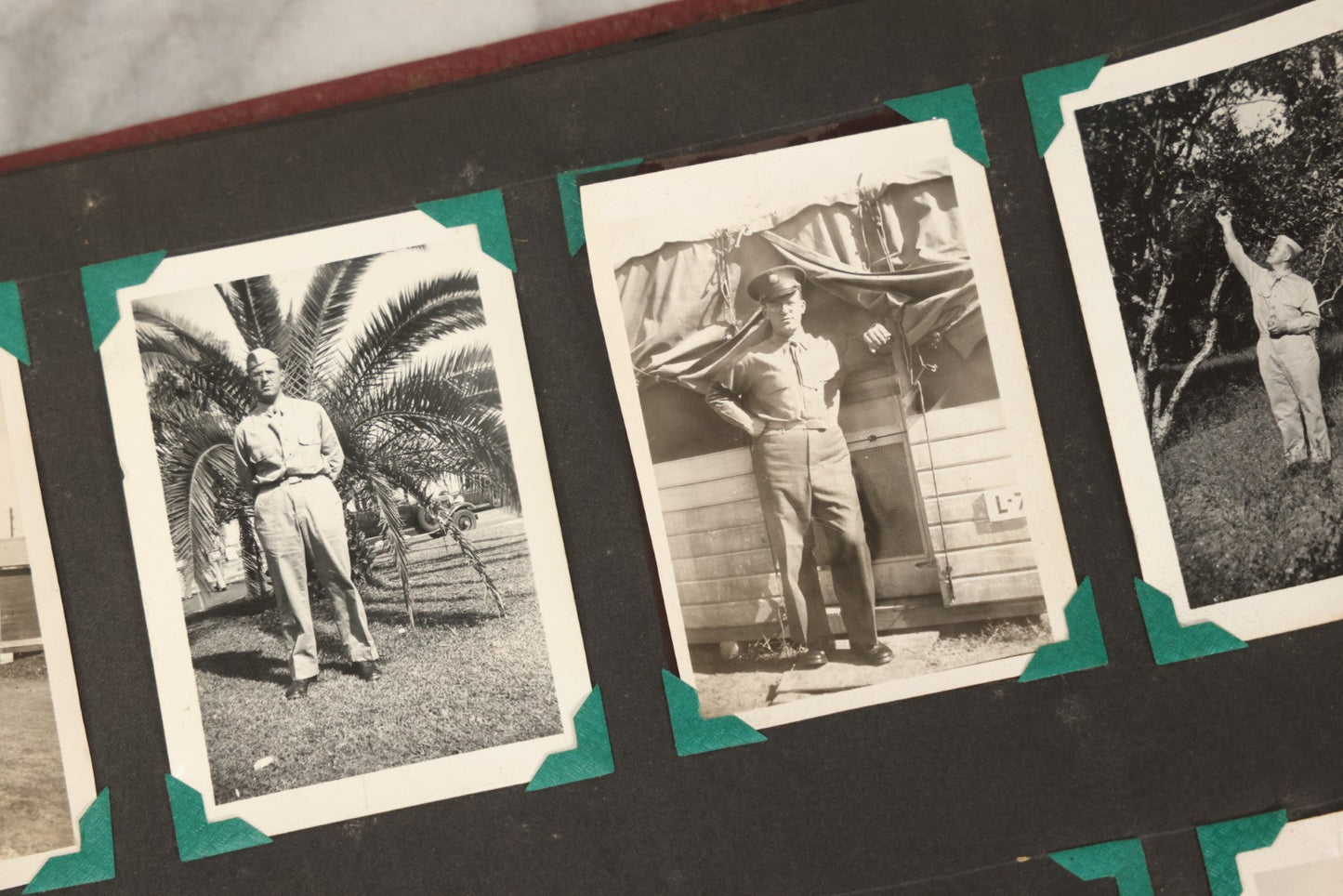 Lot 083 - Vintage Photo Album With Snapshot Photographs From 1920s To 1940s 130+ Photos Including Antique Nurse Real Photo Postcard, WWII Serviceman's Military Service And Family Life, Musicians, Trip To Nyc With Statue Of Liberty