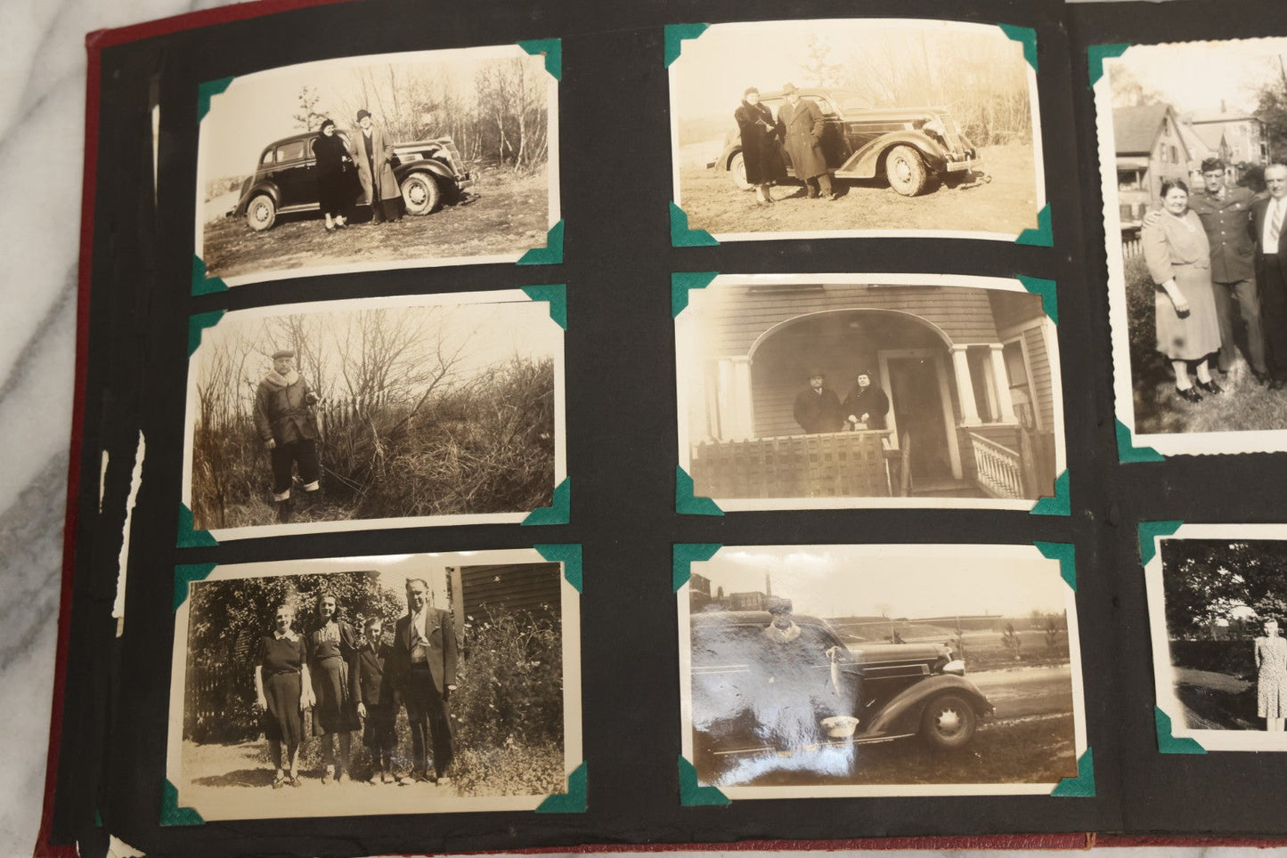 Lot 083 - Vintage Photo Album With Snapshot Photographs From 1920s To 1940s 130+ Photos Including Antique Nurse Real Photo Postcard, WWII Serviceman's Military Service And Family Life, Musicians, Trip To Nyc With Statue Of Liberty